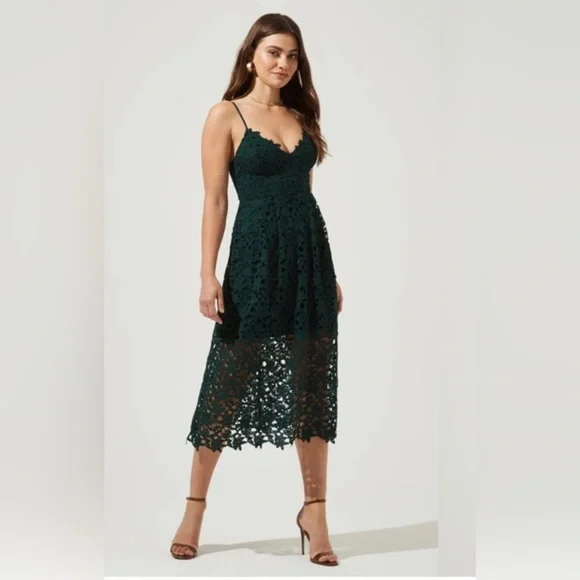 knee length dresses for ladies Floral Lace Midi Dress main image 0